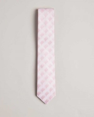 Dusky Pink Ted Baker Herro Fan Jacquard Tie | ZA0002155