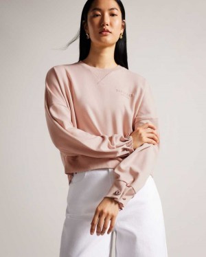 Dusky Pink Ted Baker Orietta Sweatshirt With Pleat Detail | ZA0001328