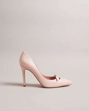 Dusky Pink Ted Baker Teliah Leather Bow Embellished Court Heels | ZA0001642