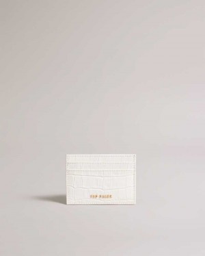 Ecru Ted Baker Crokina Imitation Croc Card Holder | ZA0000365