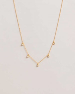 Gold Colour Ted Baker Clemmee Crystal Droplet Necklace | ZA0001988