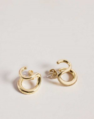 Gold Colour Ted Baker Hennriy Double Hoop Earrings | ZA0001959