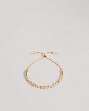 Gold Colour Ted Baker Melrah Crystal Drawstring Bracelet | ZA0001886