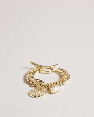 Gold Colour Ted Baker Presla Statement Chain Pendant Bracelet | ZA0001894