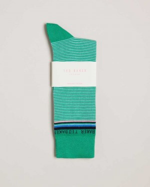 Green Ted Baker Finestr Fine Striped Socks | ZA0002067