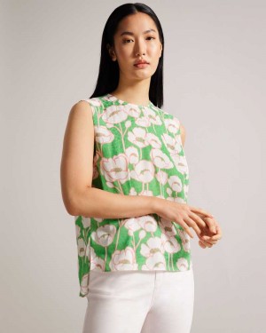 Green Ted Baker Kelany Short Sleeve Top With Shoulder Detail | ZA0001411