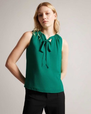 Green Ted Baker Lydhia Sleeveless Top With Tie Detail | ZA0001373