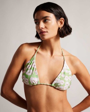 Green Ted Baker Raela Reversible Poppy Print Bikini Top | ZA0001200