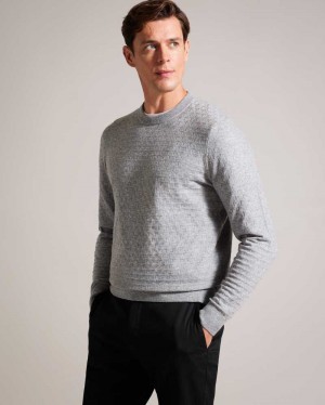 Grey Marl Ted Baker Loung Long Sleeve T Knit Jumper | ZA0000685