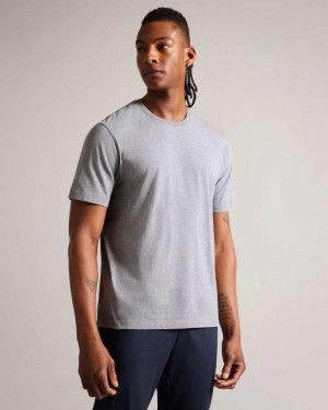 Grey Marl Ted Baker Tywinn Short Sleeve Regular Fit Plain T-shirt | ZA0001293