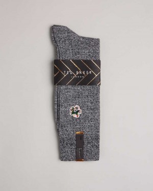 Grey Ted Baker Boelow Flower Embroidery Socks | ZA0002069