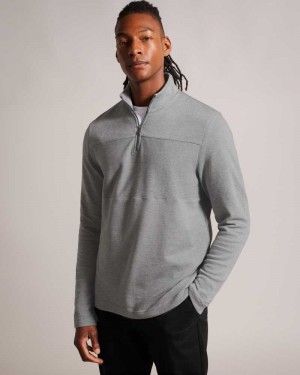 Grey Ted Baker Gazine Long Sleeve Half Zip Pullover | ZA0000684