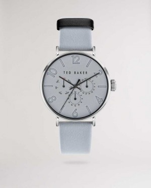 Grey Ted Baker Timet Grey Smooth Leather Strap Watch | ZA0002108