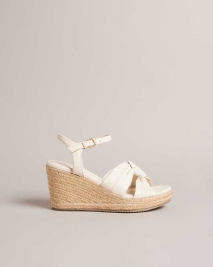 Ivory Ted Baker Carda Knotted Wedge Espadrille Sandals | ZA0001666