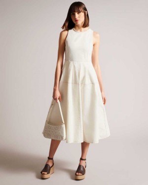 Ivory Ted Baker Eriie Sleeveless Full Skirted Dress | ZA0000186