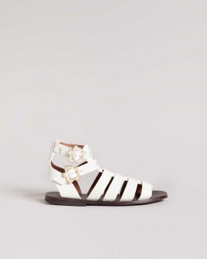 Ivory Ted Baker Graycey Leather Flat Gladiator Sandals | ZA0001682