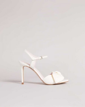 Ivory Ted Baker Heevia Moire Satin Bow Heeled Sandals | ZA0001670