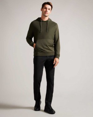 Khaki Ted Baker Ellja Long Sleeve Cotton Twill Hoodie | ZA0001356