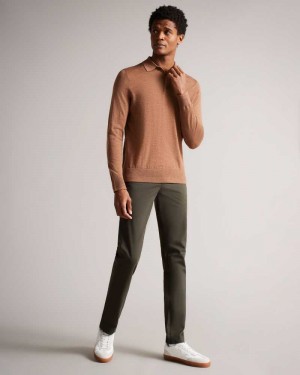 Khaki Ted Baker Genay Slim Chinos | ZA0001554