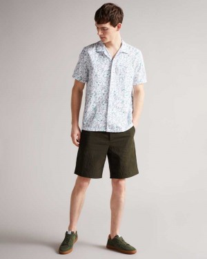 Khaki Ted Baker Keelby Seersucker Short | ZA0001029