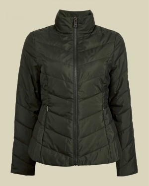 Khaki Ted Baker Renika Packaway Padded Jacket | ZA0000597