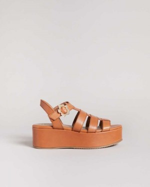 Light Brown Ted Baker Ffayeta Leather Fisherman Platform Sandals | ZA0001658