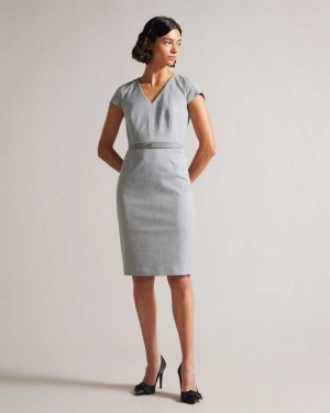 Light Grey Ted Baker Michahd Pencil dress | ZA0001141