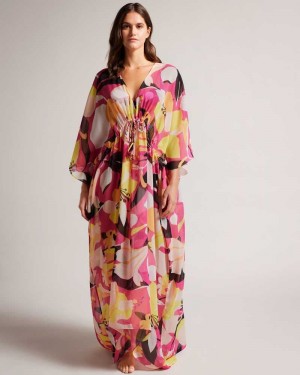 Light Nude Ted Baker Lucenaa Abstract Maxi Cover Up | ZA0001192