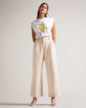 Light Nude Ted Baker Steviey Wide Leg Tailored Trousers | ZA0001484