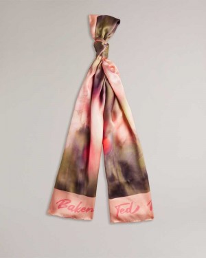 Light Pink Ted Baker Bettiio Blurred Floral Long Silk Scarf | ZA0002040