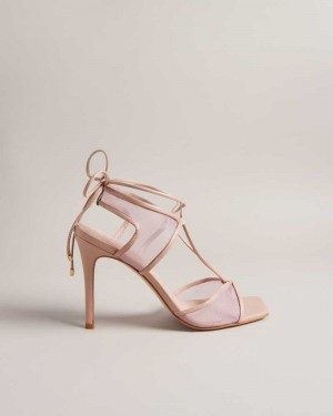 Light Pink Ted Baker Junera Mesh Tie Strap Sandals | ZA0001679