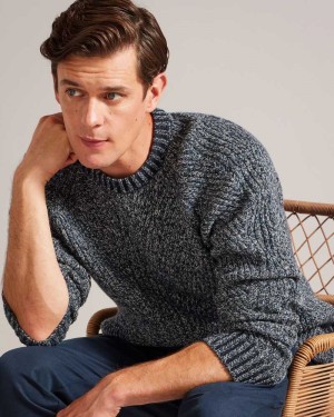 Medium Blue Ted Baker Adylo Long Sleeve Engineered Knit Jumper | ZA0000767