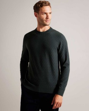 Medium Green Ted Baker Loung Long Sleeve T Knit Jumper | ZA0000687