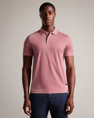 Medium Pink Ted Baker Zeiter Short Sleeve Slim Fit Polo Shirt | ZA0000862