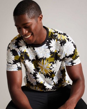 Multicoloured Ted Baker Florid Short Sleeve Floral Print T-Shirt | ZA0001255