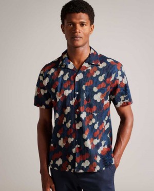 Multicoloured Ted Baker Goyt Seersucker Spot Print Shirt | ZA0000985