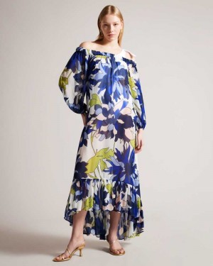 Natural Ted Baker Avinnn Floral Off The Shoulder Maxi Cover Up | ZA0001181