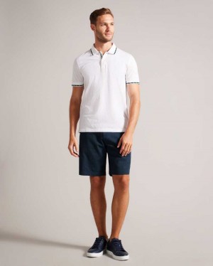 Navy Ted Baker Estate Geometric Print Cotton Shorts | ZA0001032