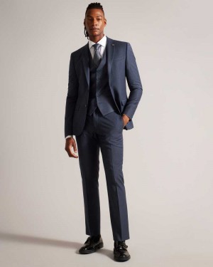 Navy Ted Baker Forbyw Wool Blend Waistcoat | ZA0001139