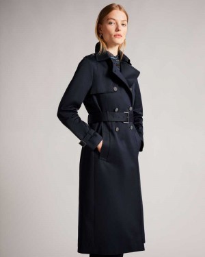 Navy Ted Baker Robbii Lightweight Showerproof Trench Coat | ZA0000577