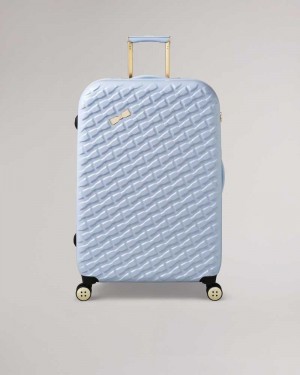 Pale Blue Ted Baker Bellu Bow Detail Large Trolley Suitcase | ZA0000433