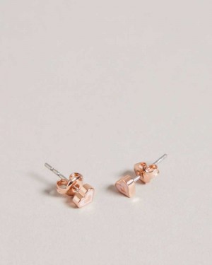 Pale Pink Ted Baker Eeliott Enamel Heart Nano Stud Earring | ZA0001979