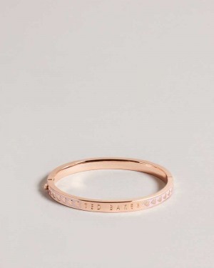 Pale Pink Ted Baker Eellie Enamel Heart Bangle | ZA0001875