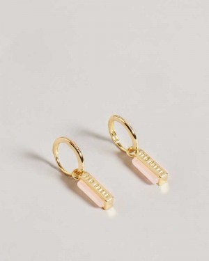 Pale Pink Ted Baker Gwennie Gem Bar Huggie Earrings | ZA0001927