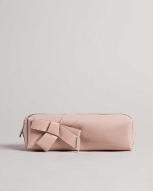 Pale Pink Ted Baker Nikara Knot Bow Brush Case | ZA0000520