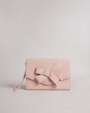 Pale Pink Ted Baker Nikkey Knot Bow Envelope Pouch | ZA0000298