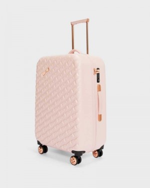 Pink Ted Baker Bellll Bow Detail Medium Trolley Suitcase | ZA0000438