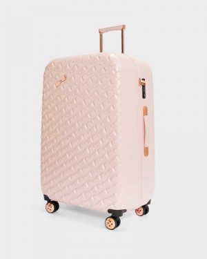 Pink Ted Baker Bellu Bow Detail Large Trolley Suitcase | ZA0000436