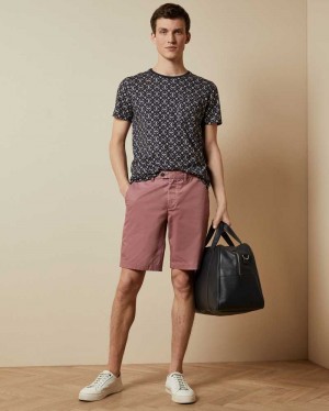 Pink Ted Baker Buenose Cotton Chino Shorts | ZA0001559