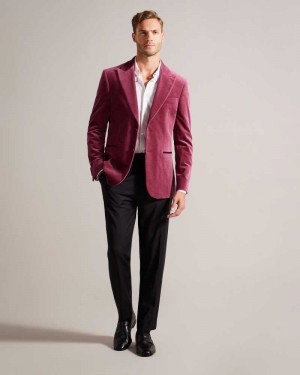 Pink Ted Baker Edwardj Peaked Lapel Velvet Blazer | ZA0000551